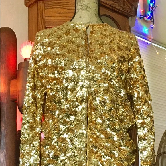 Gold Sequin Women's Jacket Vintage - Picture 2 of 3